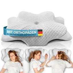 Glückstoff® Orthopädisches Nackenstützkissen aus Memory Foam - Ergonomisch für alle Schlaftypen, Weiß