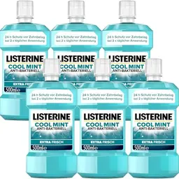 LISTERINE Cool Mint 6 x 500 ml – antibakterielle Mundspülung mit Minzgeschmack für optimale Zahnpflege