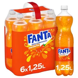 Fanta Zero Mandarine Limonade – zuckerfrei, 6 x 1,25 l
