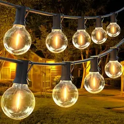 Sylvwin LED Lichterkette 15M mit 20 warmweißen G40 Glühbirnen für Außen & Innen