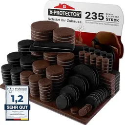 X-Protector Filzgleiter 235 Stück - Selbstklebende Möbelgleiter für Stühle - Bodenschoner in Braun und Schwarz