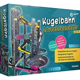 FRANZIS Kugelbahn Adventskalender - 24-tägiges Bastelset für Kinder ab 8 Jahren, inkl. 9 Kugeln