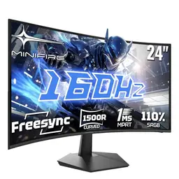 Minifire 24 Zoll Curved Gaming Monitor, 160Hz, 1ms Reaktionszeit, FHD 1080P, VESA-kompatibel