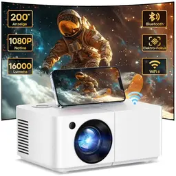 Mini Beamer Full HD 1080P für Heimkino, Bildung & Gaming - 5G WiFi & Bluetooth
