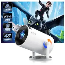 XGODY Mini-Projektor 720P HD, 12000 Lumen, WiFi 6, Bluetooth, tragbar für Heimkino (weiß)