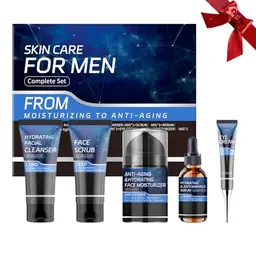 Herren Hautpflege Set mit Anti-Aging, Reinigung, Peeling, Serum, Augen- & Gesichtscreme – 5-teilig, perfekt als Weihnachtsgeschenk