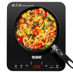 YASHE Induktionskochfeld 2000W – Einzelplatte mit Timer und Sicherheitsfunktionen, mobil, 10 Leistungs- und Temperatureinstellungen