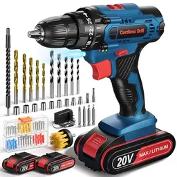 Akkuschrauber Set 20V mit 2 Akkus und 87 Zubehörteilen für DIY-Projekte