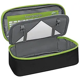 Wedo Schlamperbox Mäppchen aus Polyester mit Innenklappe und Reißverschluss, Schwarz