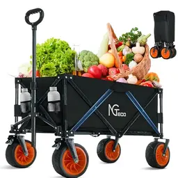 NGTeco Faltbarer Bollerwagen mit Bremsen - 275lbs Tragfähigkeit, ideal für den Strand und Garten