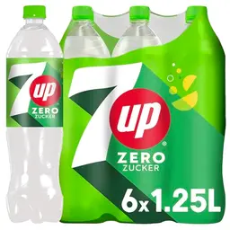 7UP Zero, Zuckerfreie Limonade mit Zitronen- und Limettengeschmack, 6 x 1,25 l