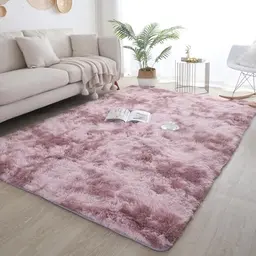 ISMOL Flauschiger Zottelteppich für Wohnzimmer und Schlafzimmer, rutschfest und waschbar, rosa, 60x120 cm
