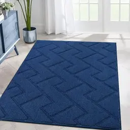 Biscpro Teppich Läufer 80x120cm Waschbar Rutschfest für Eingangsbereich und Wohnzimmer - Blau