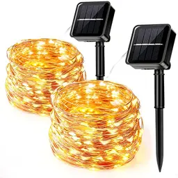 Aisutha Solar Lichterkette Außen, 2x12M, 120 LED, Wetterfest für Garten, Balkon, Terrasse, Hochzeit, Party (Warmweiß)