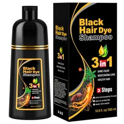 Schwarzes Haarfärbeshampoo für graues Haar, 3-in-1 Shampoo für Männer und Frauen, 500ml