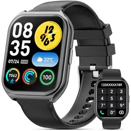 Smartwatch für Herren und Damen, 1.85" HD Smartwatch mit Telefonfunktion, 100+ Sportmodi, IP68 wasserdicht, Fitness Tracker (Schwarz)