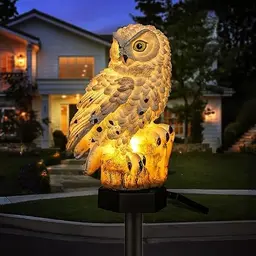 Hoofun Eule Solarleuchte Wetterfest LED für Garten, Terrasse und Wege (Weiß)
