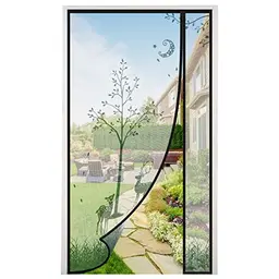 Fliegengitter für Balkontüren 80x200 cm mit Magnetverschluss, kein Bohren, Elch-Motiv, Universal einsetzbar