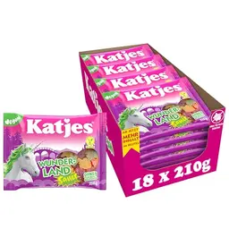 Katjes Wunderland saure Fruchtgummi – veganer Mix in magischen Formen, 18 Packungen à 210g