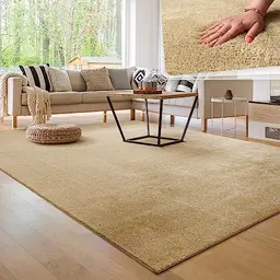 Paco Home Moderner Kuscheliger Teppich Beige 60x100 cm - Flauschig, Pflegeleicht und Rutschfest