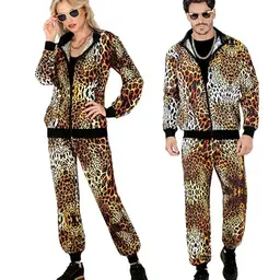W WIDMANN MILANO Party Fashion - Kostüm Trainingsanzug im 80er Jahre Stil, Tiermuster, Jogginganzug