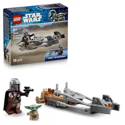 LEGO Star Wars Mandalorianer und Grogu auf Speeder Bike – Set mit 2 Figuren für Kinder ab 6 Jahre