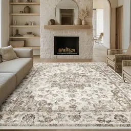 Vintage Braun Teppich 300x400cm für Wohnzimmer & Schlafzimmer – Weich, rutschfest und waschbar