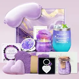 TwoduYoo personalisierter 12oz Trinkbecher Geschenk für Frauen (Mama, Freundin, Oma, Tochter) in Lila – Wellness & Entspannung
