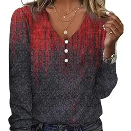 Langarmshirt für Damen mit V-Ausschnitt - Elegantes, lässiges Top in Schwarz (L)
