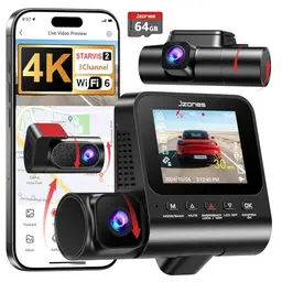 4K Dashcam mit 360° Rundumsicht, Nachtsicht & GPS – Vorne, Hinten & Innen, 24h Überwachung