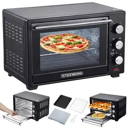STEInBORG Mini Backofen 25L – 3in1 Pizza-Ofen mit 60 Min. Timer, 1.600 Watt