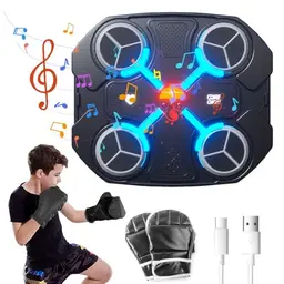 LED Musik Boxmaschine mit Boxhandschuhen – Wandmontiertes Trainingsgerät für Musik-Boxen, 3 Geschwindigkeitsmodi
