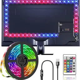 2m LED-Stubenbeleuchtung mit Fernbedienung, mehrfarbig für 32-55 Zoll HDTV, PC, Schlafzimmer, Party & Dekoration