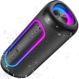 UOHHBOE Bluetooth Lautsprecher - Kräftiger Bass, Wasserdicht, 26 Stunden Akku, RGB-Lichter, Mikrofon für Anrufe