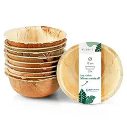 Wiseware Palmblatt Schale 85 ml – 25 Stück Kompostierbare Einwegschüsseln Ø 10 cm – Nachhaltiges Partygeschirr