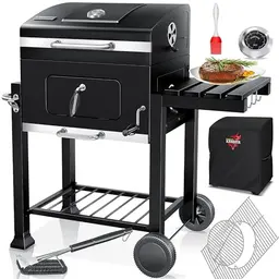 KESSER® Grillwagen BBQ Smoker XL mit Deckel, Rädern, Thermometer und Zubehör