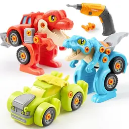 lalalark Dinosaurier-Spielzeug, 3er-Pack zerlegbare Sets, Konstruktionsspielzeug mit Bohrmaschine, Geburtstagsgeschenke