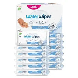 WaterWipes Sensitive+ Baby Feuchttücher, 720 Stück, parfümfrei, 99,9% Wasser
