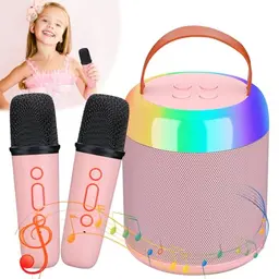 Coikes Karaoke Maschine mit 2 Mikrofonen, Tragbar für Kinder und Erwachsene, mit LED-Lichtern - Perfekt für Geburtstags- und Weihnachtsgeschenke