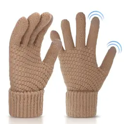 Abeillo Winterhandschuhe, Touchscreen-Strickhandschuhe für Herren und Damen (Khaki)