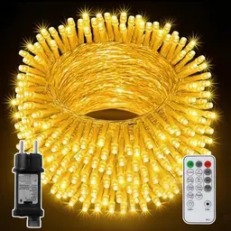 CNMTCCO 20m LED Lichterkette außen & innen, 200 warmweiße LEDs, 8 Modi, mit Timer & Fernbedienung, IP44 wasserdicht, ideal für Weihnachten und Garten
