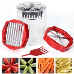 Kleemeiero Pommesschneider Edelstahl mit 2 Klingen für Pommes, Gurken, Karotten und Äpfel