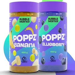 BubbleMania POPPZ® Bubble Tea Perlen Set – Banane & Blaubeere | Vegane Tapioka Perlen für Getränke & Desserts