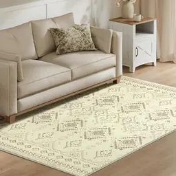 SONGMICS Boho Teppich 120 x 170 cm, rutschfest, waschbar, flauschig, sandbeige