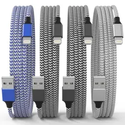 iPhone Ladekabel 6FT 4er-Pack, MFi Zertifiziertes Nylon Schnellladekabel für iPhone und iPad
