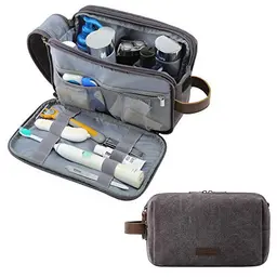 BAGSMART Kulturbeutel für Herren, Reise Kulturtasche mit Doppelter Reißverschluss, 5L - Dunkelgrau