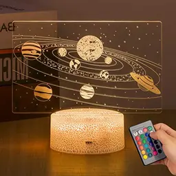 3D Optische Illusionslampe Nachtlicht für Kinder, LED-Lampe mit Fernbedienung – Geschenk für Weltraumliebhaber