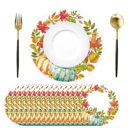 50 Papier Platzsets Ahornblätter Kürbisse Ø 35 cm - Tischsets für Küche, Restaurant, Party und Herbst