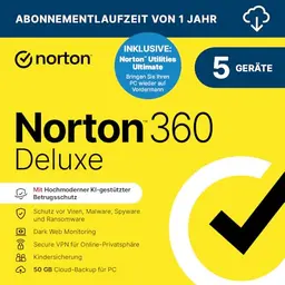 Norton 360 Deluxe 2025 | 5 Geräte | 1 Jahr | Aktivierungscode per Email