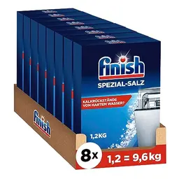 Finish Spezial-Salz – Spülmaschinensalz gegen Kalk und Wasserflecken – 8 x 1,2 kg